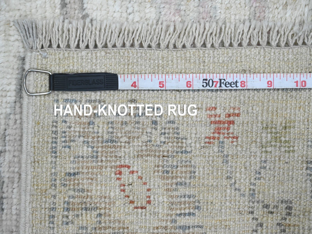 3'1" x 22'4" New Hand Knotted Ivory Wool Runner Oriental Rug - MOA10220408