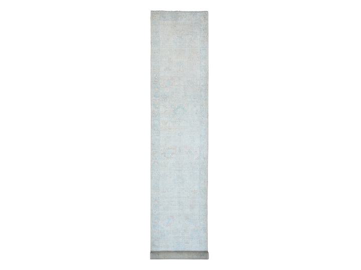 3'0" x 17'2" New Hand Knotted Ivory Wool Runner Oriental Rug - MOA10220409