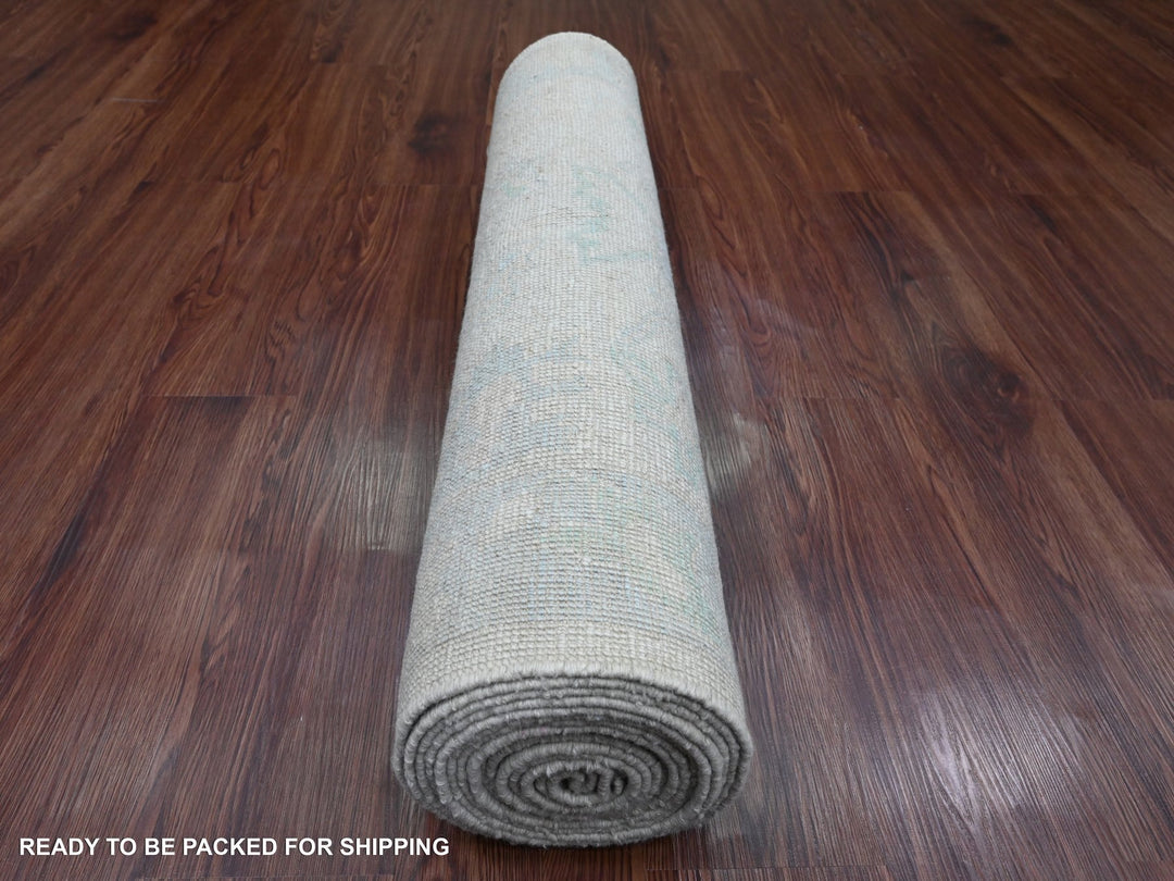 3'0" x 17'2" New Hand Knotted Ivory Wool Runner Oriental Rug - MOA10220409