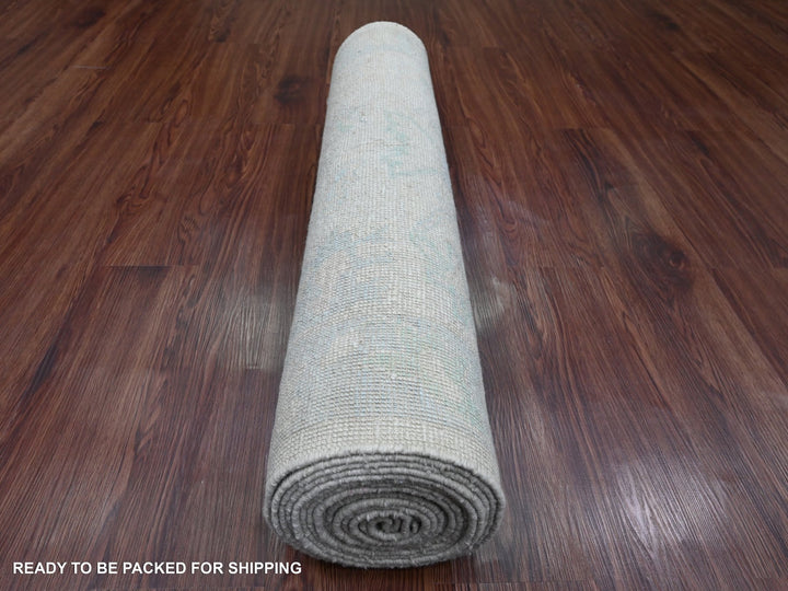 3'0" x 17'2" New Hand Knotted Ivory Wool Runner Oriental Rug - MOA10220409