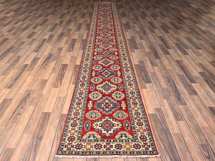 2'5" x 18'9" New Hand Knotted Red Wool Runner Oriental Rug - MOA1022040