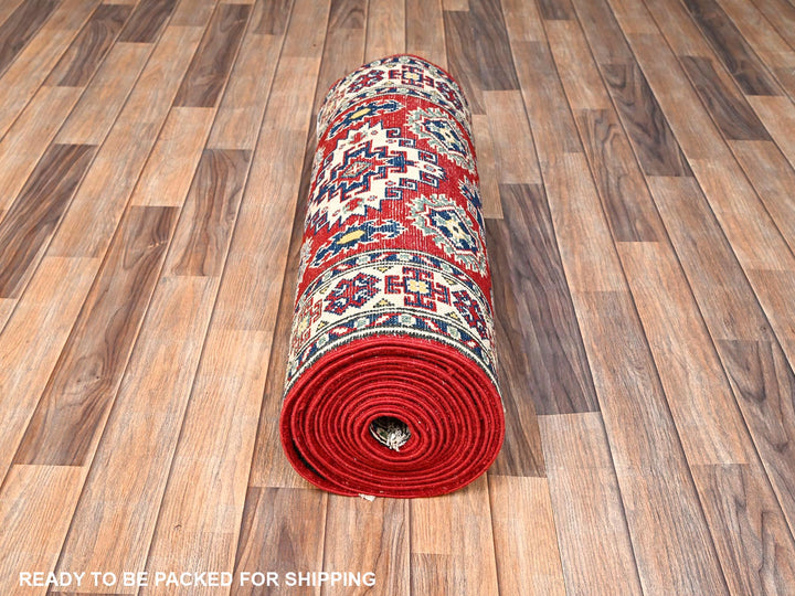 2'5" x 18'9" New Hand Knotted Red Wool Runner Oriental Rug - MOA1022040