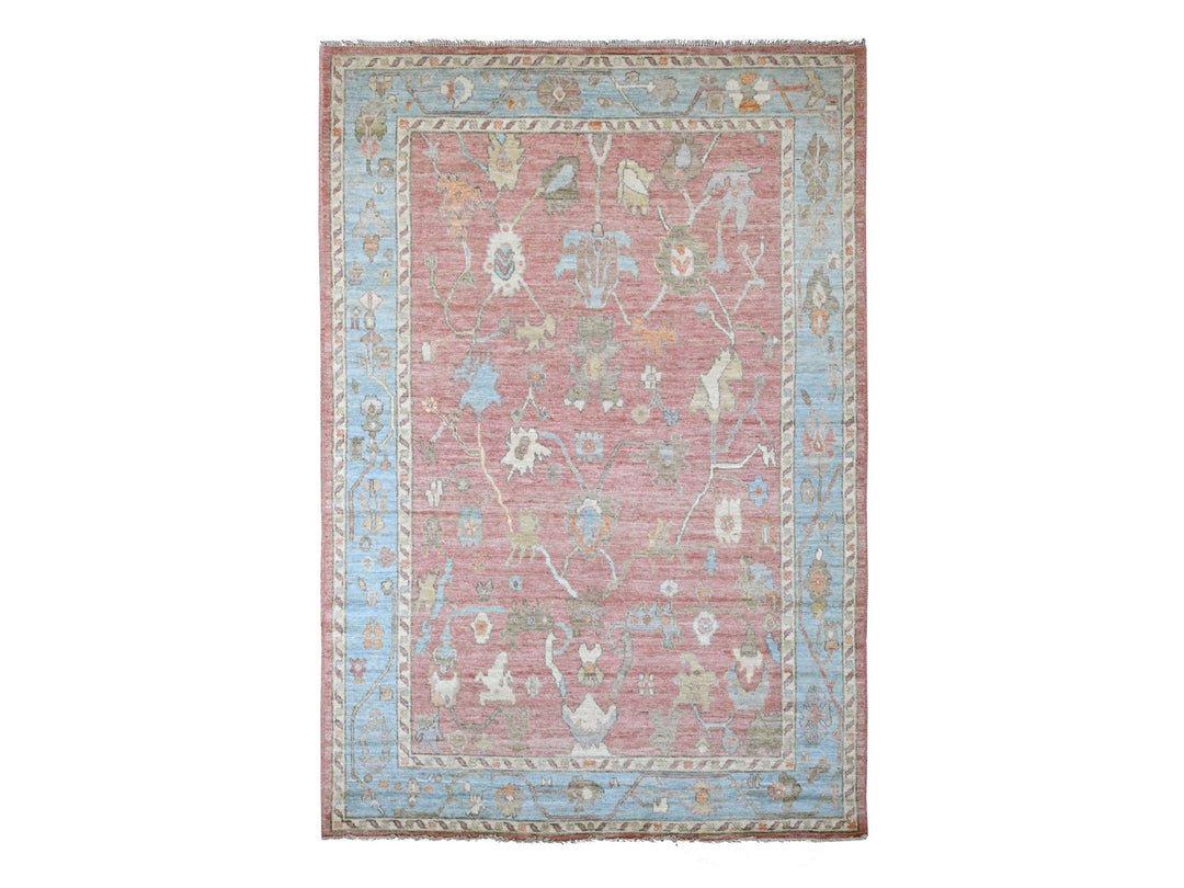 6'0" x 8'10" New Hand Knotted Pink Wool Rectangle Oriental Rug - MOA10220411