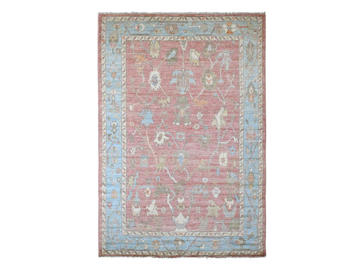 6'0" x 8'10" New Hand Knotted Pink Wool Rectangle Oriental Rug - MOA10220411