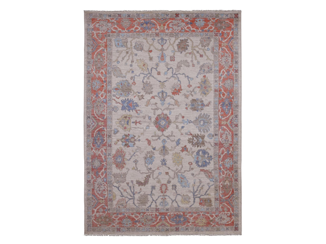 6'1" x 8'9" New Hand Knotted Ivory Wool Rectangle Oriental Rug - MOA10220412