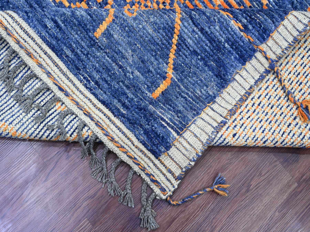 8'11" x 12'5" New Hand Knotted Blue Wool Rectangle Oriental Rug - MOA10220418