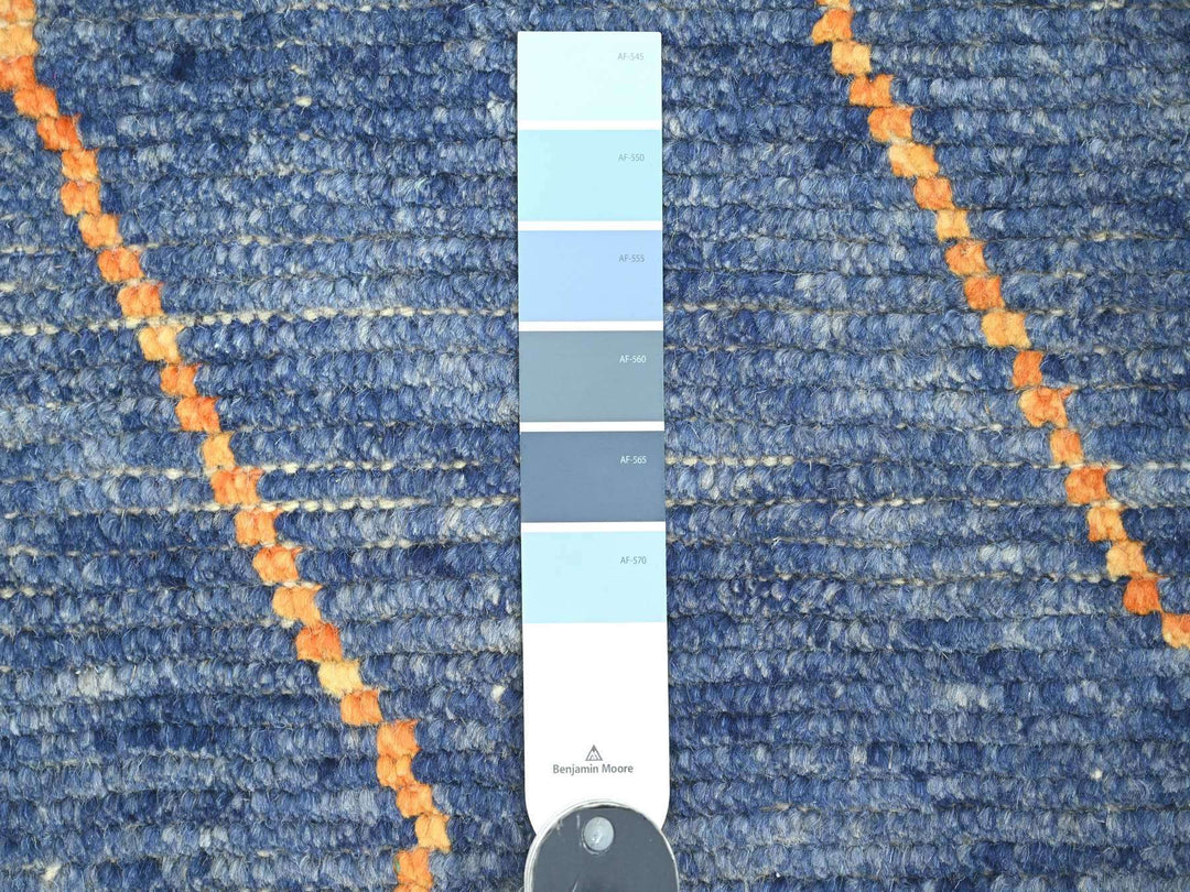 8'11" x 12'5" New Hand Knotted Blue Wool Rectangle Oriental Rug - MOA10220418