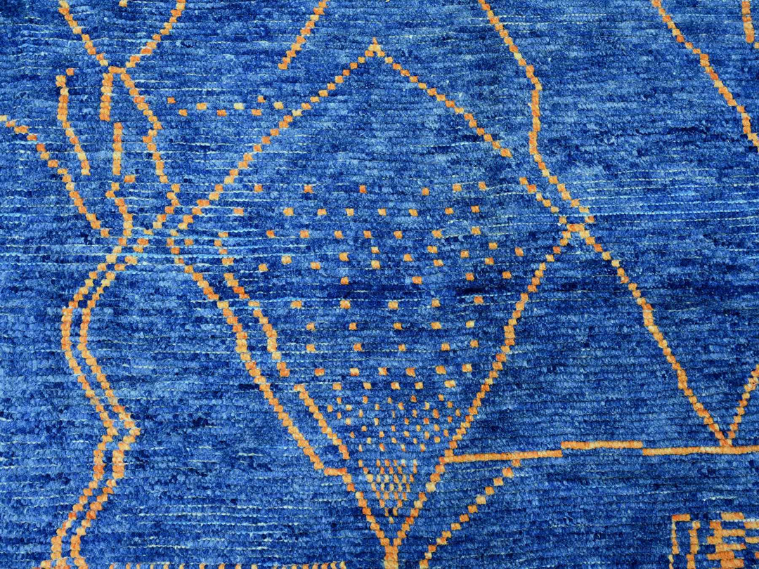 8'11" x 12'5" New Hand Knotted Blue Wool Rectangle Oriental Rug - MOA10220418