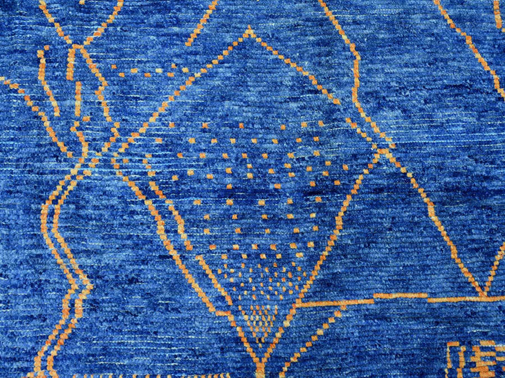 8'11" x 12'5" New Hand Knotted Blue Wool Rectangle Oriental Rug - MOA10220418