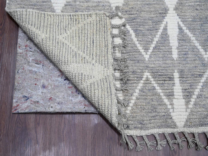 9'1" x 12'4" New Hand Knotted Grey Wool Rectangle Oriental Rug - MOA10220419