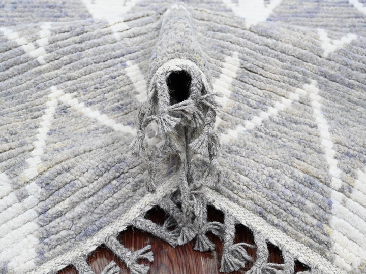 9'1" x 12'4" New Hand Knotted Grey Wool Rectangle Oriental Rug - MOA10220419