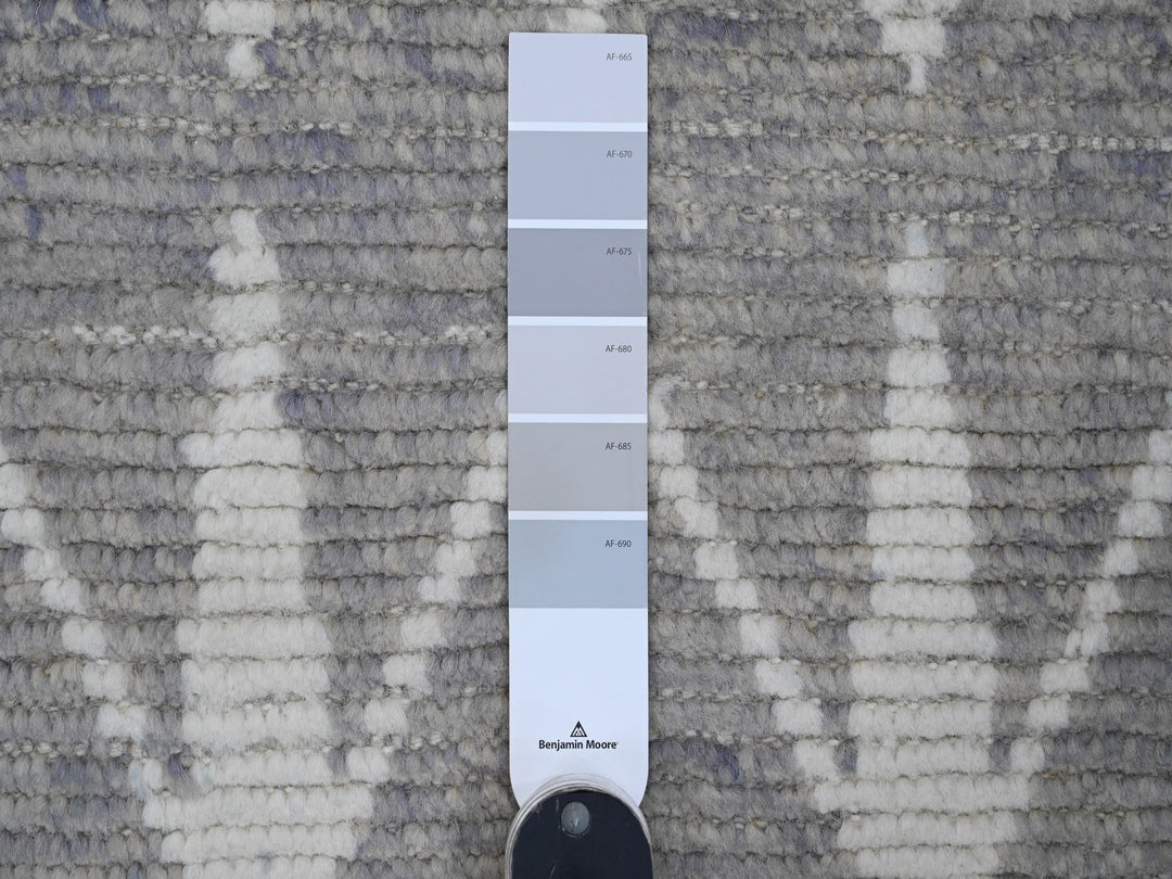 9'1" x 12'4" New Hand Knotted Grey Wool Rectangle Oriental Rug - MOA10220419