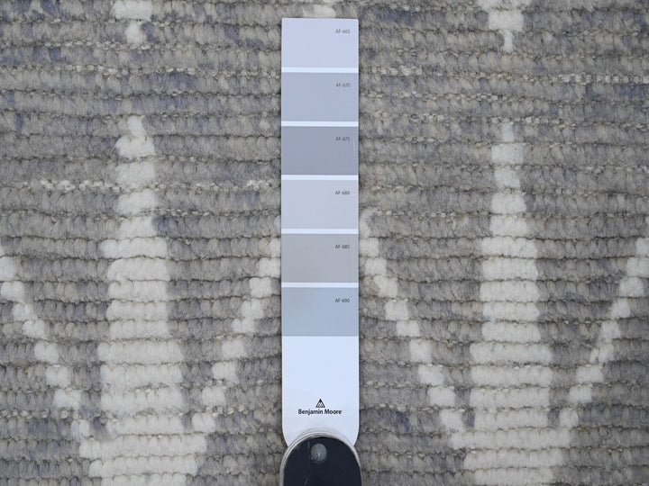 9'1" x 12'4" New Hand Knotted Grey Wool Rectangle Oriental Rug - MOA10220419