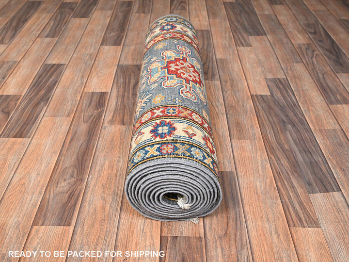 2'7" x 12'6" New Hand Knotted Grey Wool Runner Oriental Rug - MOA1022041