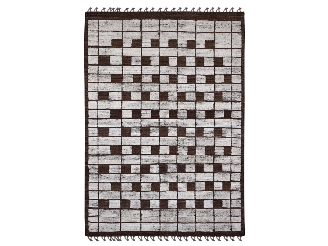 6'4" x 8'11" New Hand Knotted Brown Wool Rectangle Oriental Rug - MOA10220421