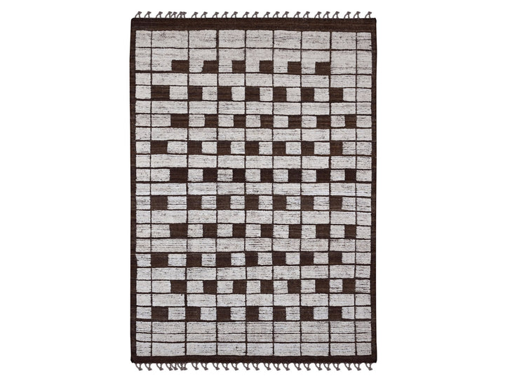 6'4" x 8'11" New Hand Knotted Brown Wool Rectangle Oriental Rug - MOA10220421