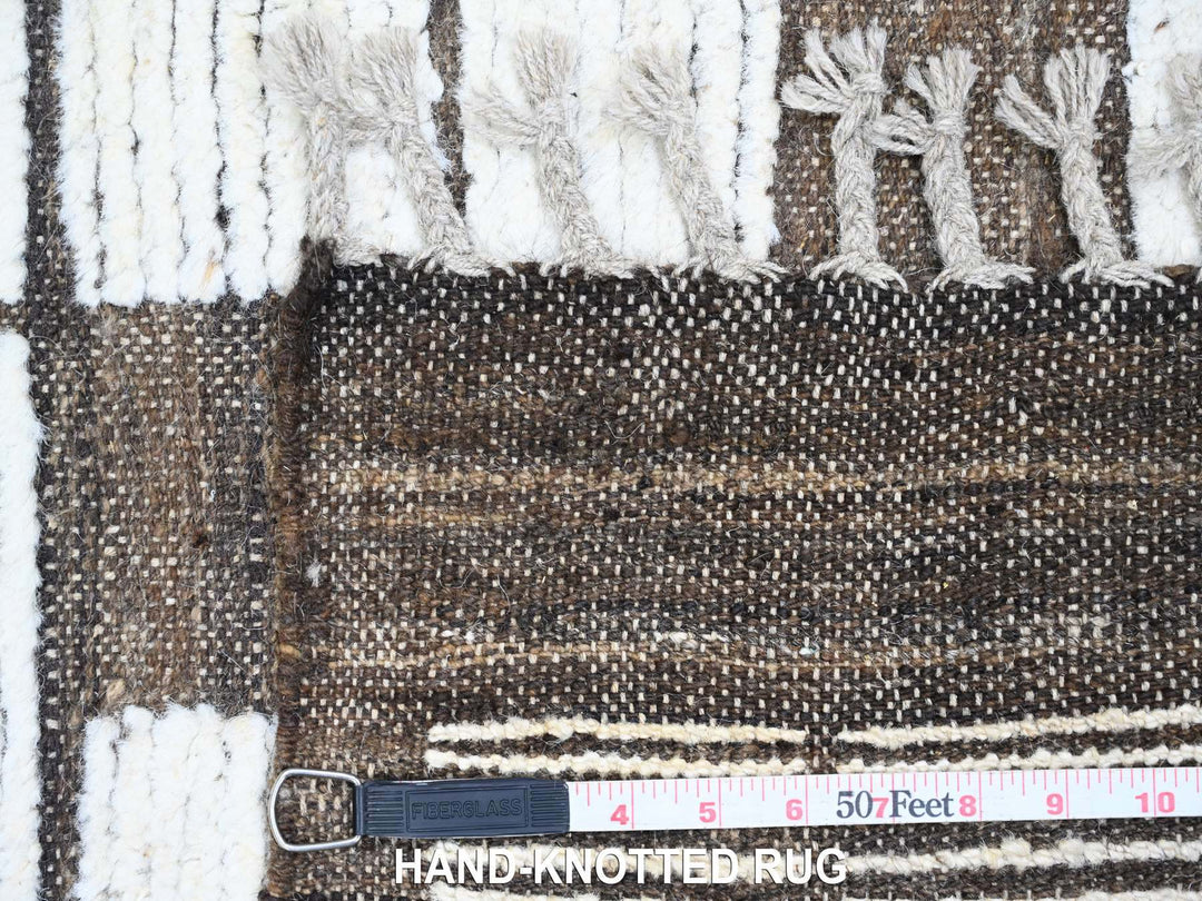 6'4" x 8'11" New Hand Knotted Brown Wool Rectangle Oriental Rug - MOA10220421