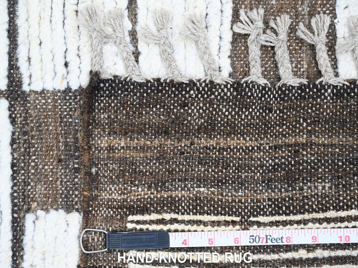 6'4" x 8'11" New Hand Knotted Brown Wool Rectangle Oriental Rug - MOA10220421