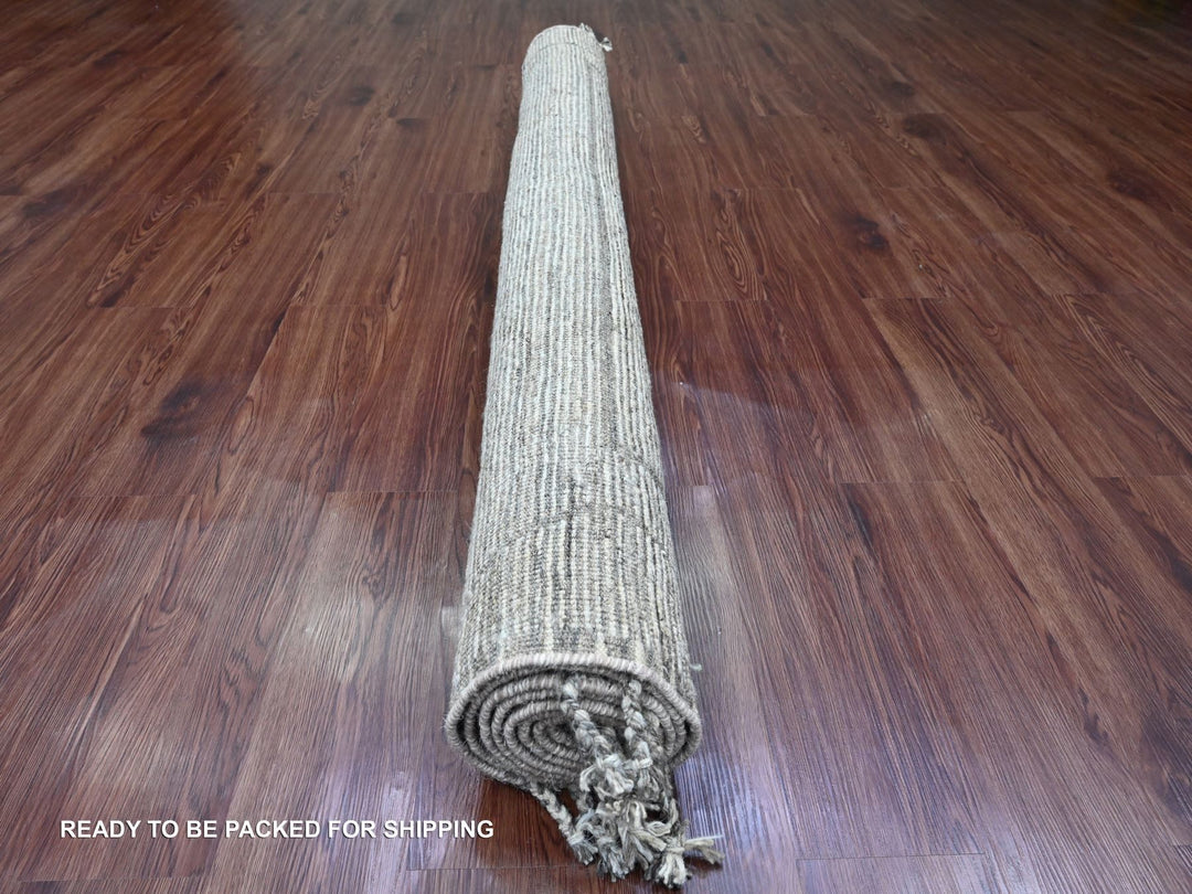 6'2" x 9'0" New Hand Knotted Grey Wool Rectangle Oriental Rug - MOA10220423