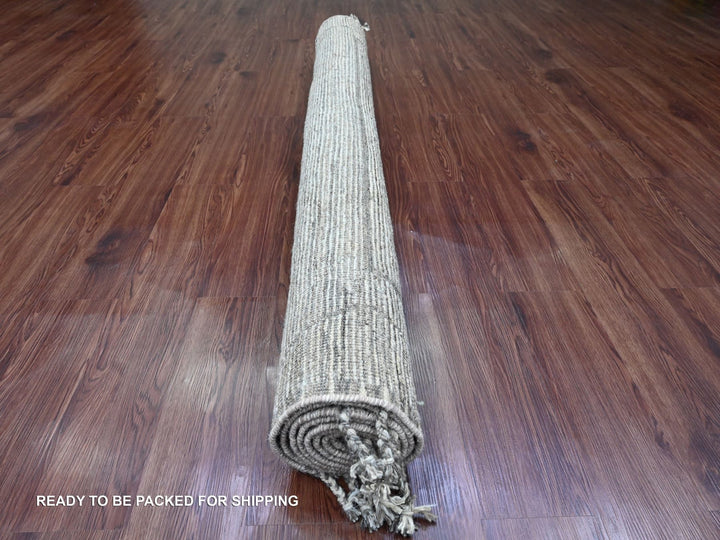 6'2" x 9'0" New Hand Knotted Grey Wool Rectangle Oriental Rug - MOA10220423