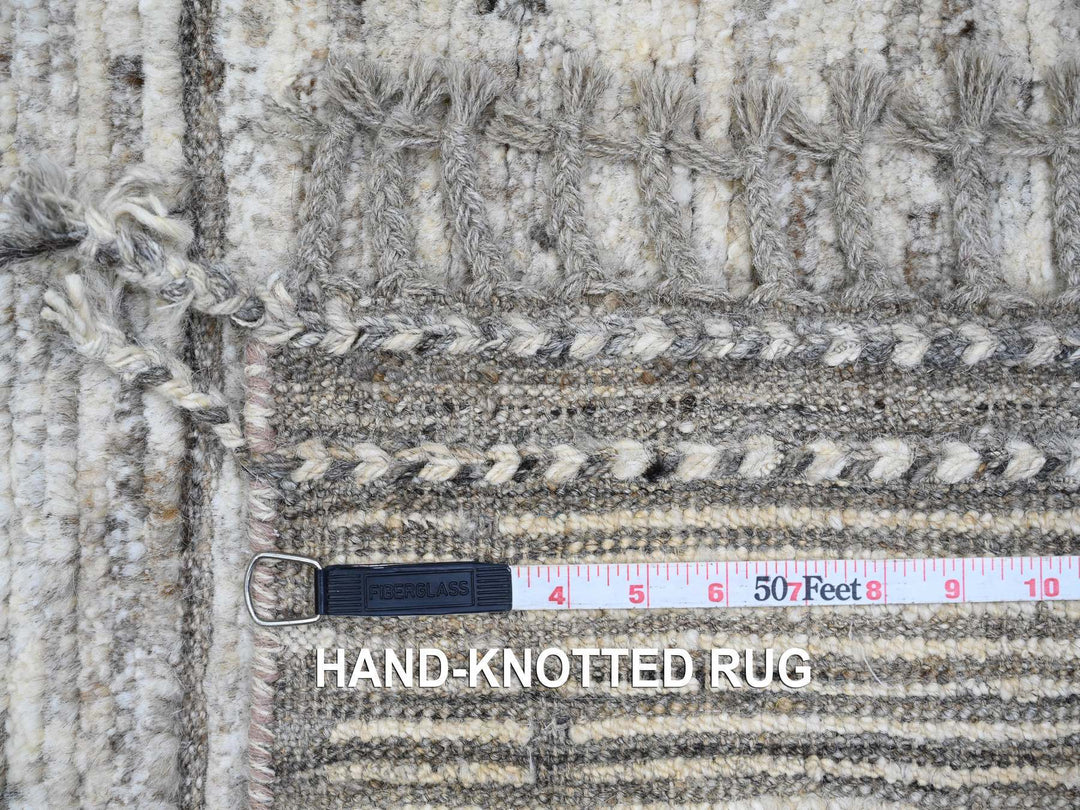 6'2" x 9'0" New Hand Knotted Grey Wool Rectangle Oriental Rug - MOA10220423