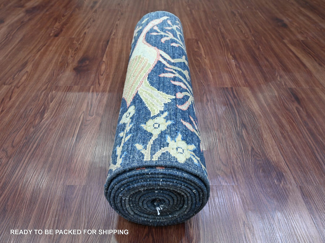 2'8" x 15'11" New Hand Knotted Blue Wool Runner Oriental Rug - MOA10220425