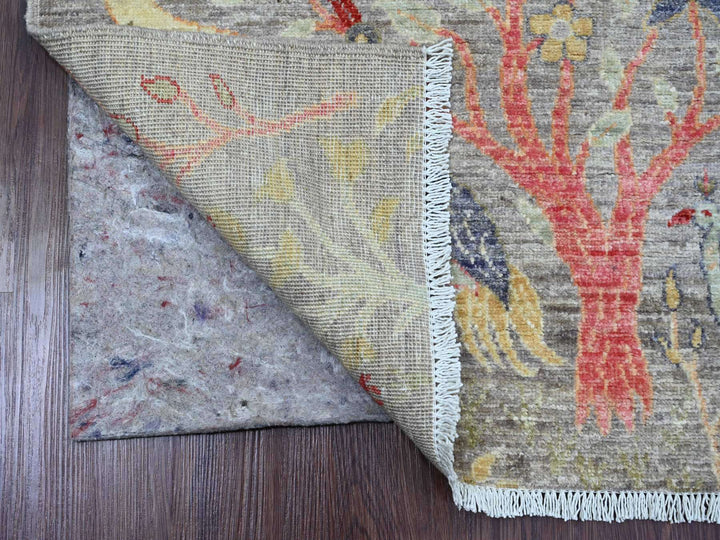 2'7" x 9'9" New Hand Knotted Grey Wool Runner Oriental Rug - MOA10220426