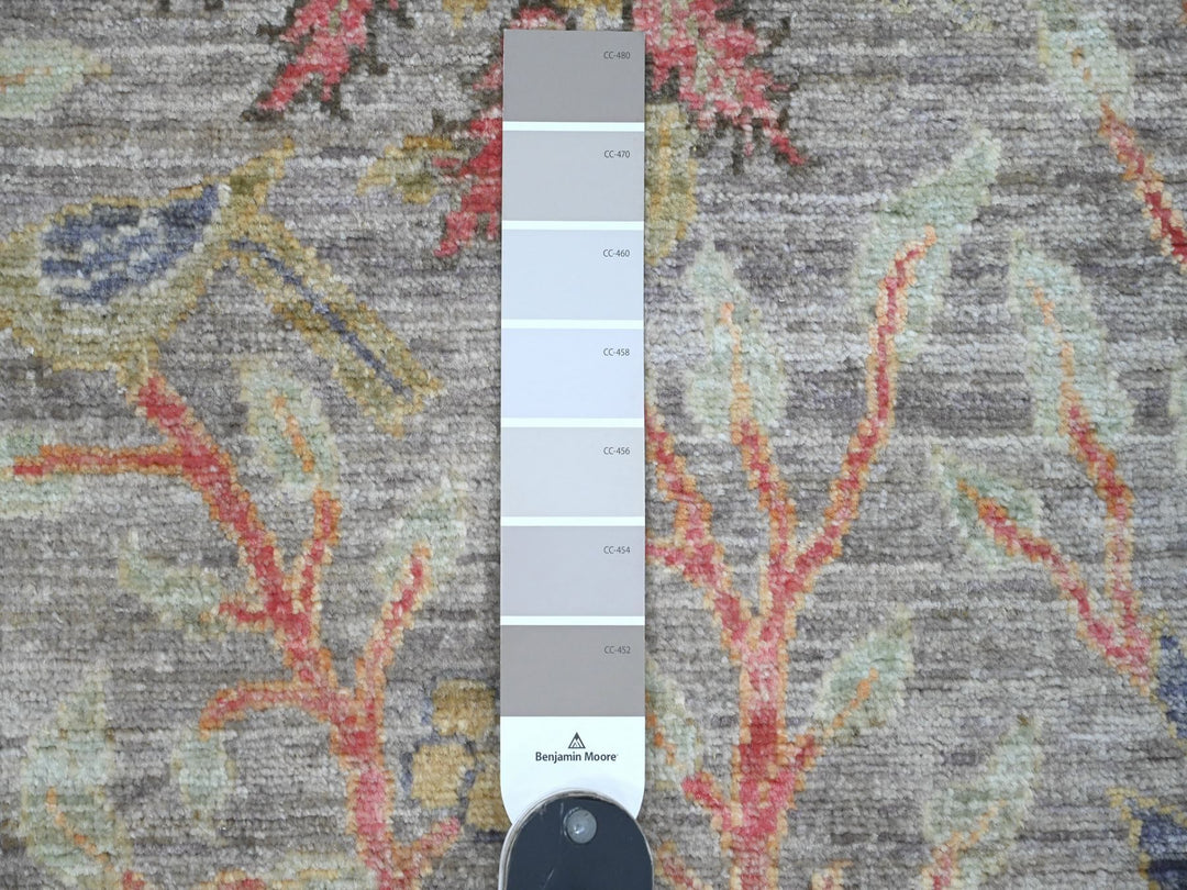 2'7" x 9'9" New Hand Knotted Grey Wool Runner Oriental Rug - MOA10220426