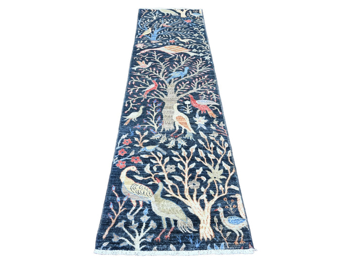 2'7" x 9'8" New Hand Knotted Blue Wool Runner Oriental Rug - MOA10220427