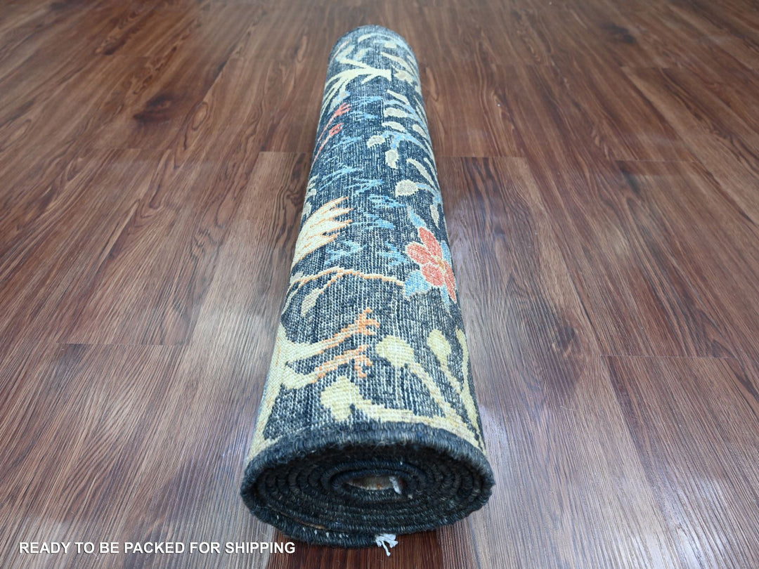 2'7" x 9'8" New Hand Knotted Blue Wool Runner Oriental Rug - MOA10220427