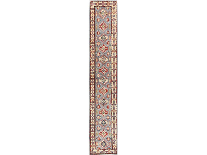 2'5" x 15'3" New Hand Knotted Grey Wool Runner Oriental Rug - MOA1022042