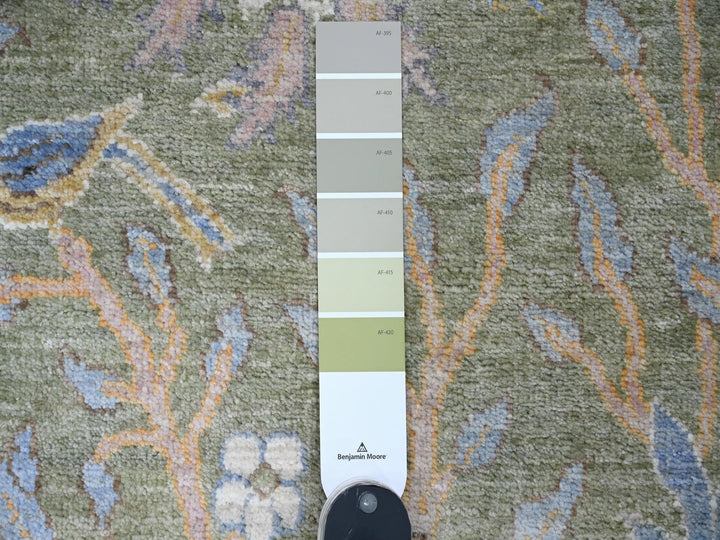 2'7" x 19'9" New Hand Knotted Green Wool Runner Oriental Rug - MOA10220431