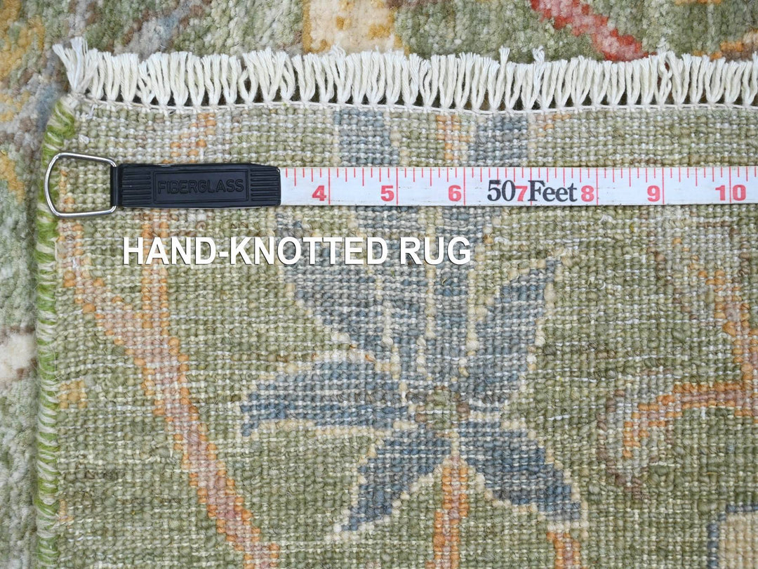 2'7" x 19'9" New Hand Knotted Green Wool Runner Oriental Rug - MOA10220431