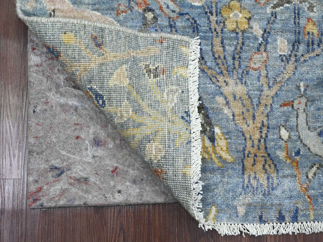 1'11" x 6'4" New Hand Knotted Blue Wool Runner Oriental Rug - MOA10220432