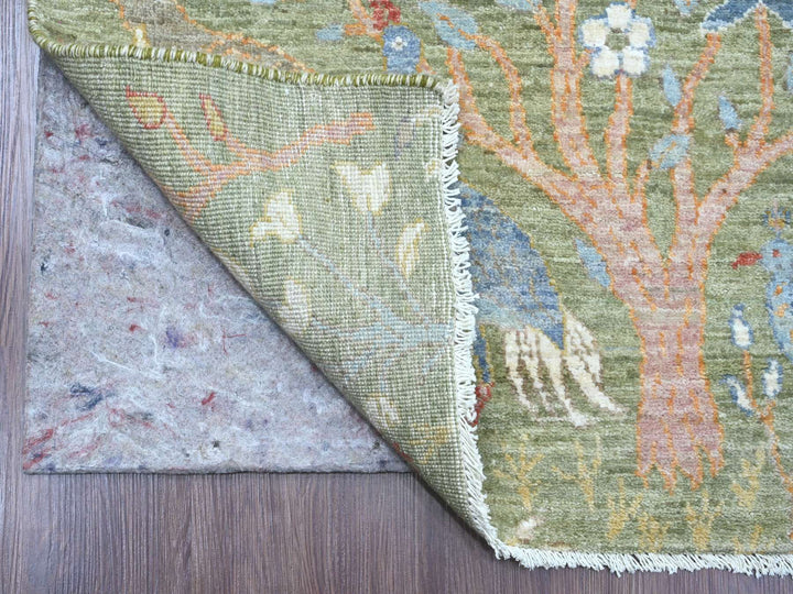 2'7" x 15'1" New Hand Knotted Green Wool Runner Oriental Rug - MOA10220433