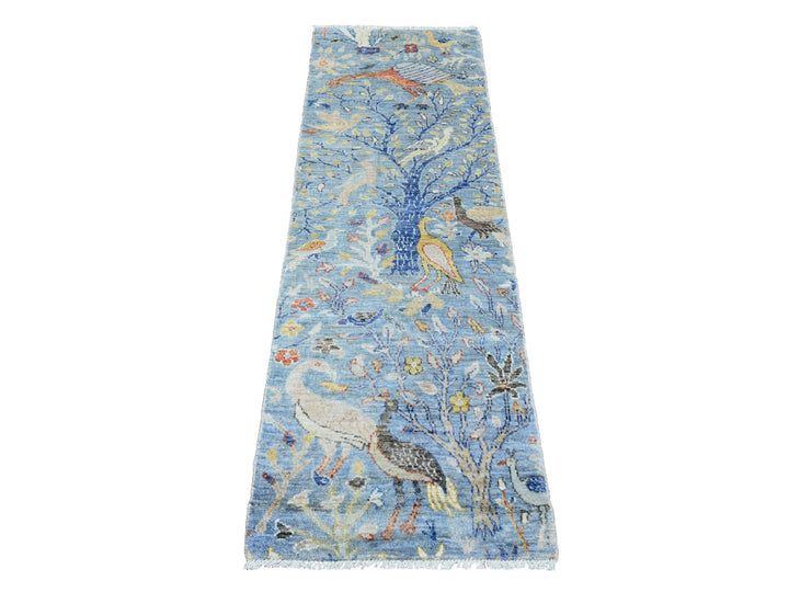 2'2" x 6'3" New Hand Knotted Blue Wool Runner Oriental Rug - MOA10220434