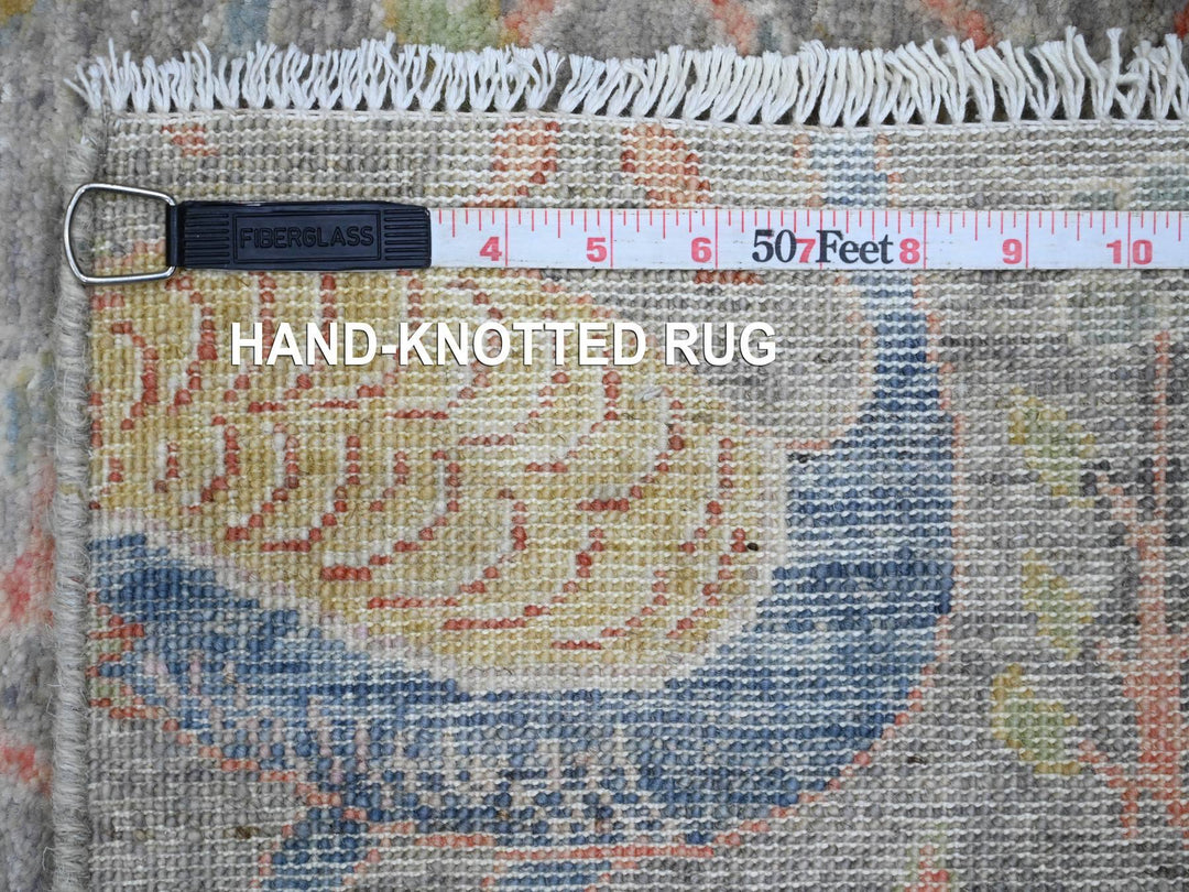 2'7" x 22'0" New Hand Knotted Grey Wool Runner Oriental Rug - MOA10220435