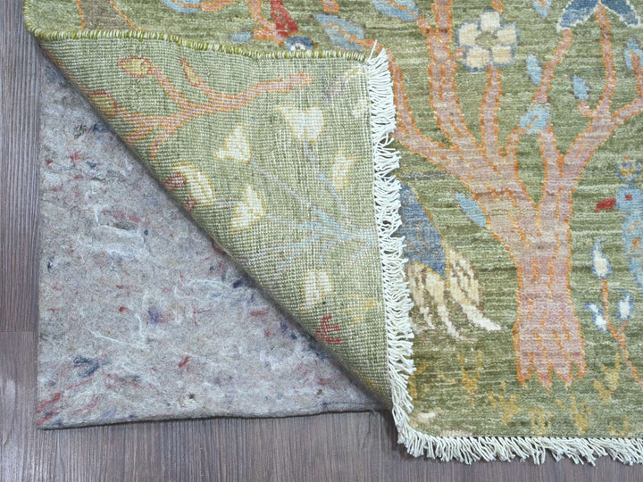 2'7" x 15'2" New Hand Knotted Green Wool Runner Oriental Rug - MOA10220436