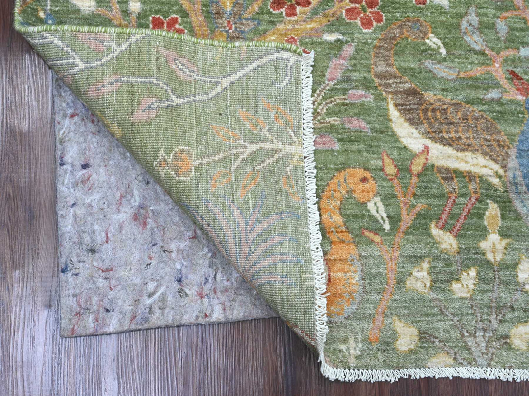 5'2" x 7'1" New Hand Knotted Green Wool Rectangle Oriental Rug - MOA10220438