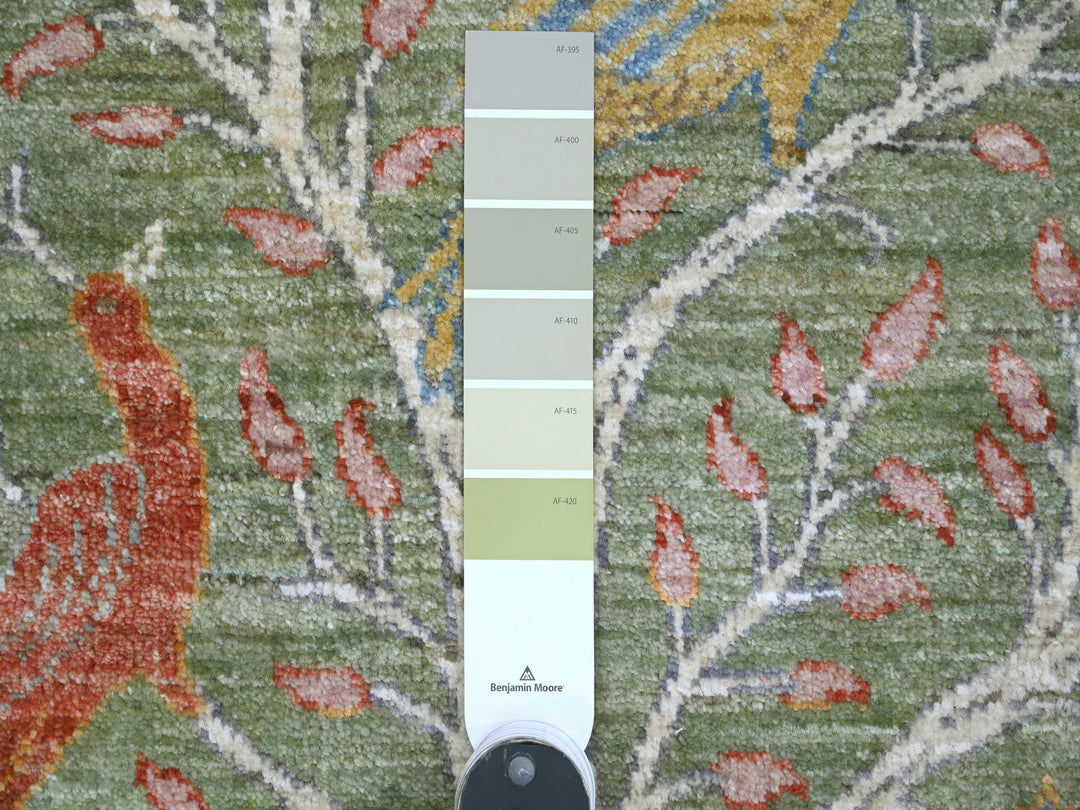 5'2" x 7'1" New Hand Knotted Green Wool Rectangle Oriental Rug - MOA10220438