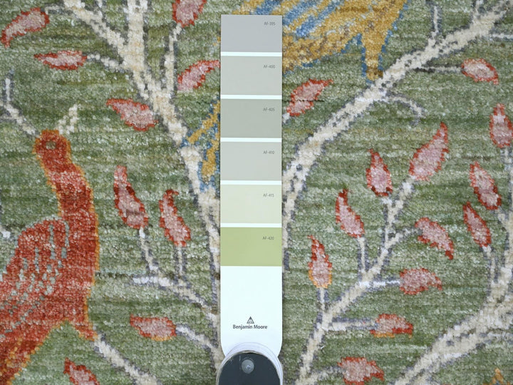 5'2" x 7'1" New Hand Knotted Green Wool Rectangle Oriental Rug - MOA10220438