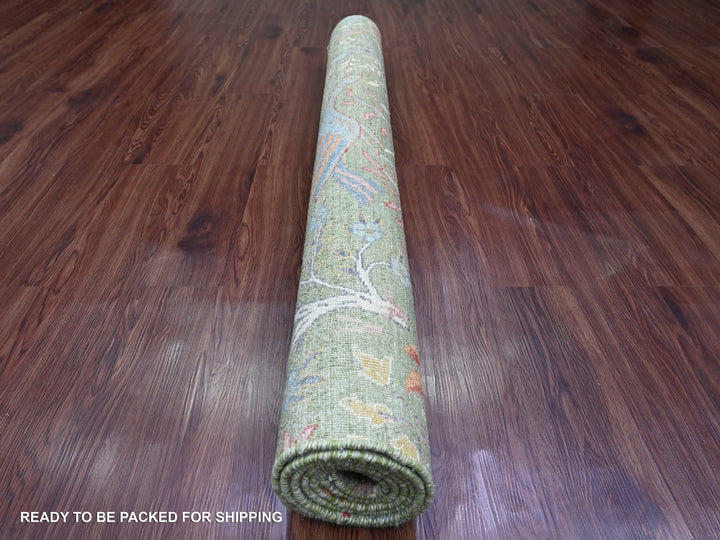 5'2" x 7'1" New Hand Knotted Green Wool Rectangle Oriental Rug - MOA10220438