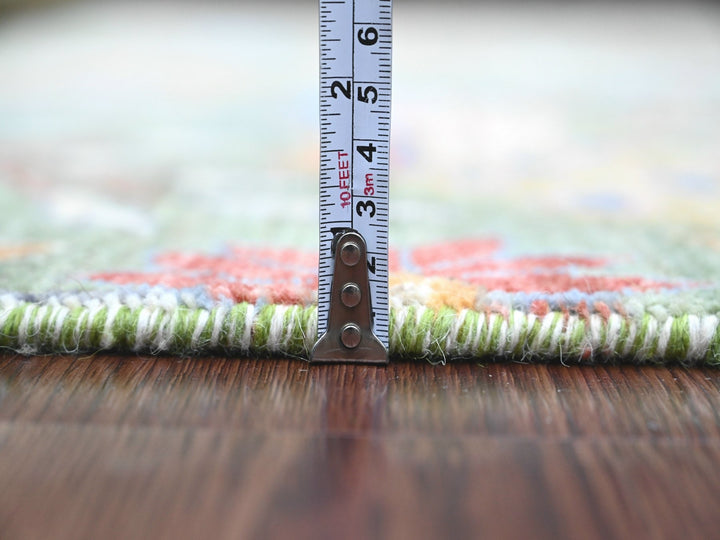 5'2" x 7'1" New Hand Knotted Green Wool Rectangle Oriental Rug - MOA10220438