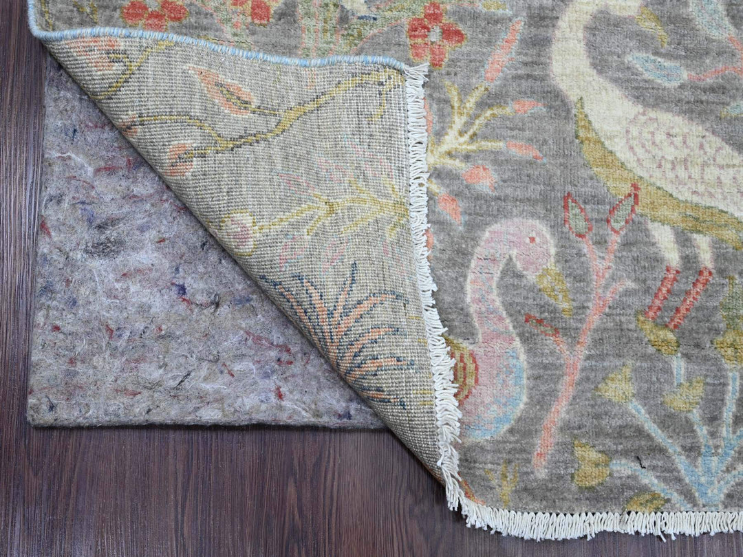 5'1" x 11'11" New Hand Knotted Grey Wool Runner Oriental Rug - MOA10220441