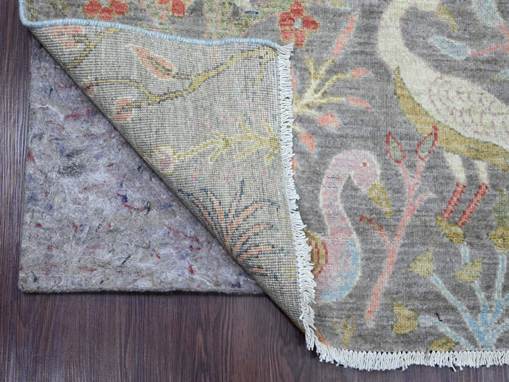5'1" x 11'11" New Hand Knotted Grey Wool Runner Oriental Rug - MOA10220441