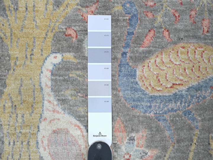 5'1" x 11'11" New Hand Knotted Grey Wool Runner Oriental Rug - MOA10220441