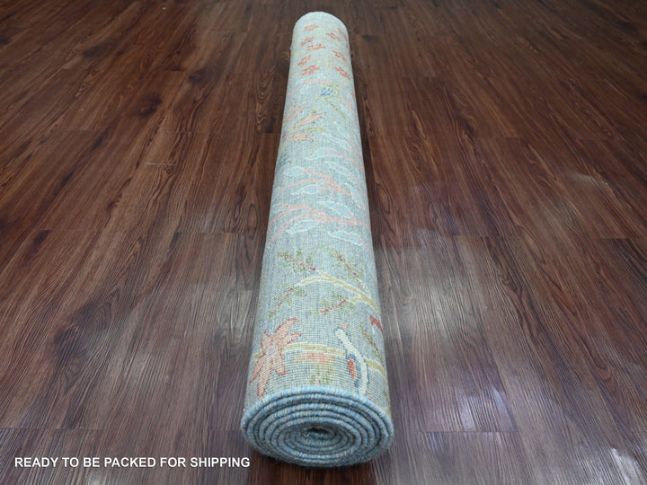 5'1" x 11'11" New Hand Knotted Grey Wool Runner Oriental Rug - MOA10220441