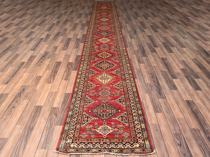2'7" x 20'10" New Hand Knotted Red Wool Runner Oriental Rug - MOA1022044