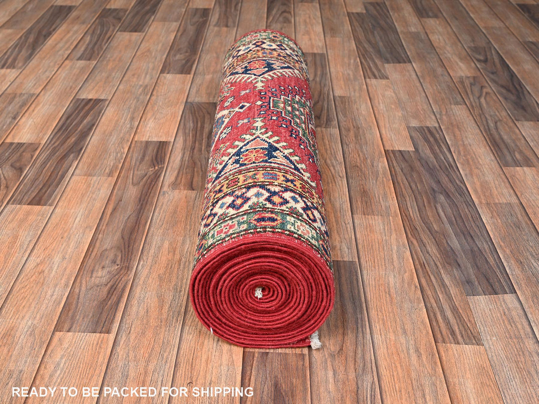 2'7" x 20'10" New Hand Knotted Red Wool Runner Oriental Rug - MOA1022044