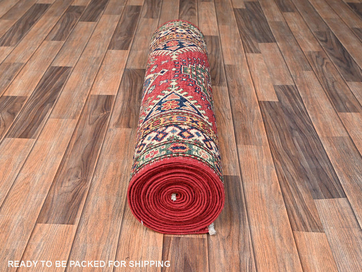 2'7" x 20'10" New Hand Knotted Red Wool Runner Oriental Rug - MOA1022044